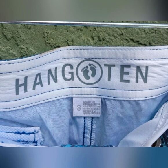 NEW HANG TEN Washed Out Teal/Blue Floral Abstract Men's Swim Boxer Trunks Size 8 - Picture 3 of 7